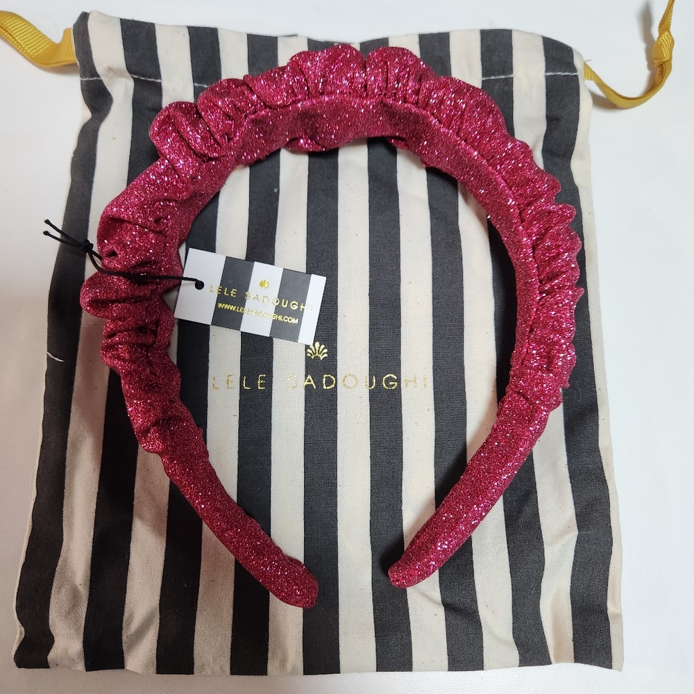 NWT Lele Sadoughi DIVA PINK GLITTER KELLY HEADBAND